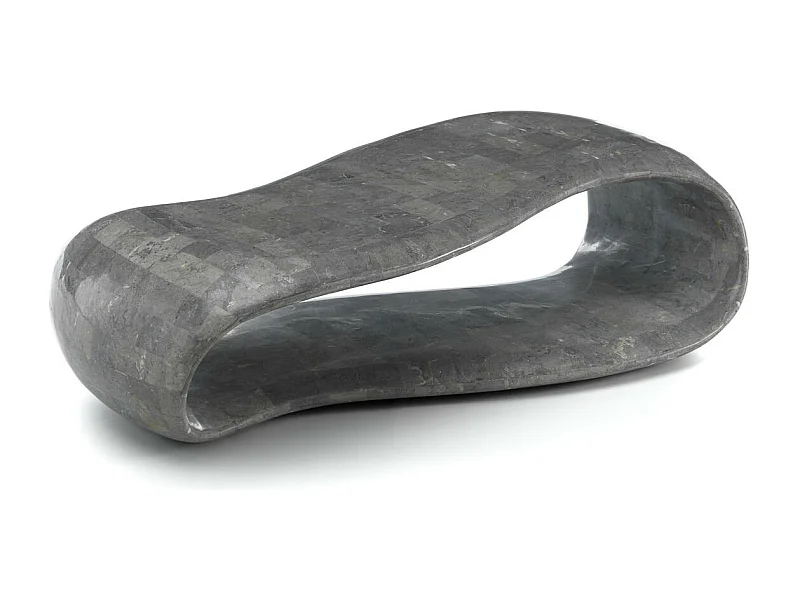 Szalik - Stolik kawowy (123 x 60 x 34h) z szarego kamienia kopalnego