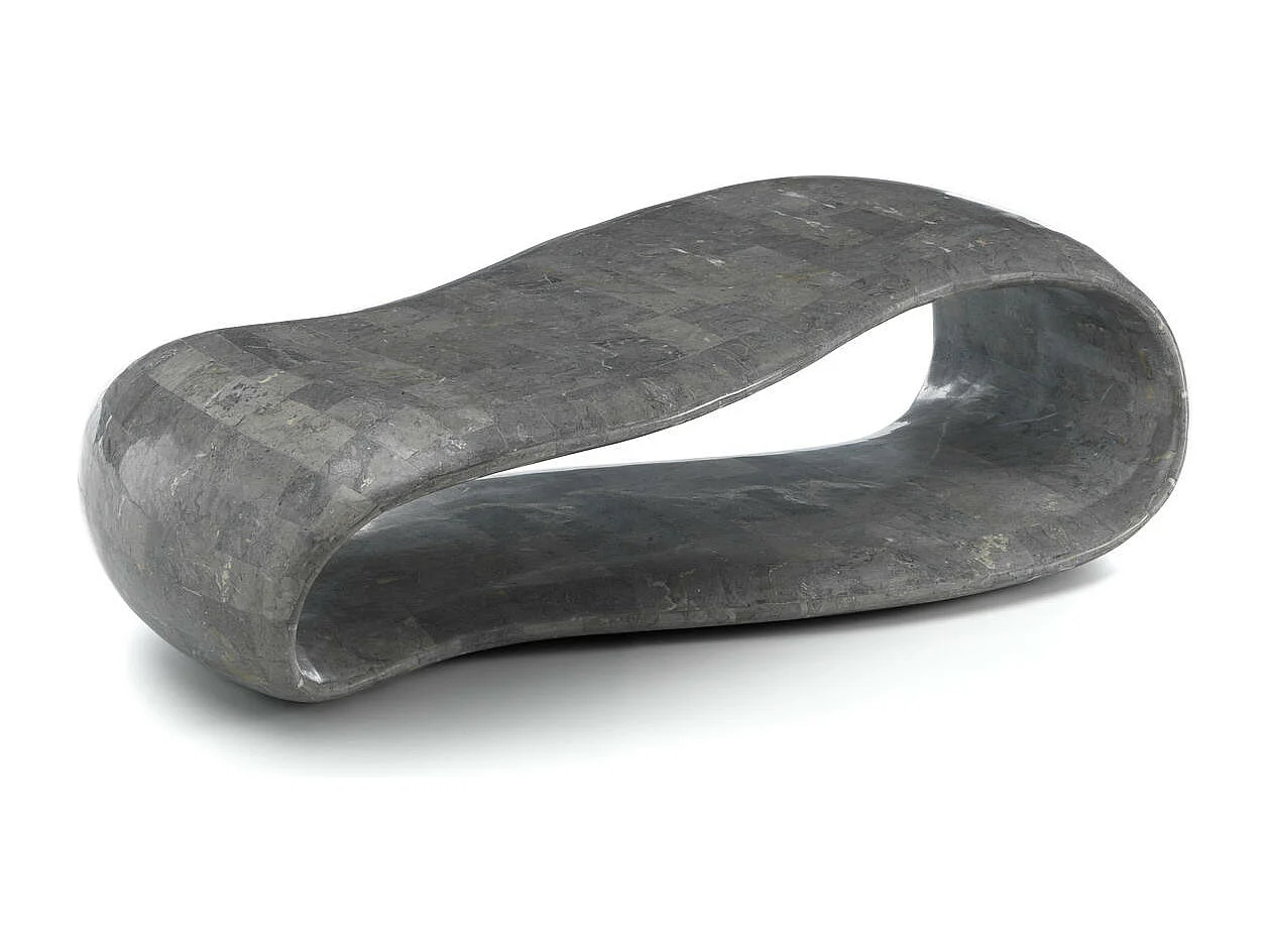 Mesa de centro Scarf (123 x 60 x 34 h) en piedra fósil gris