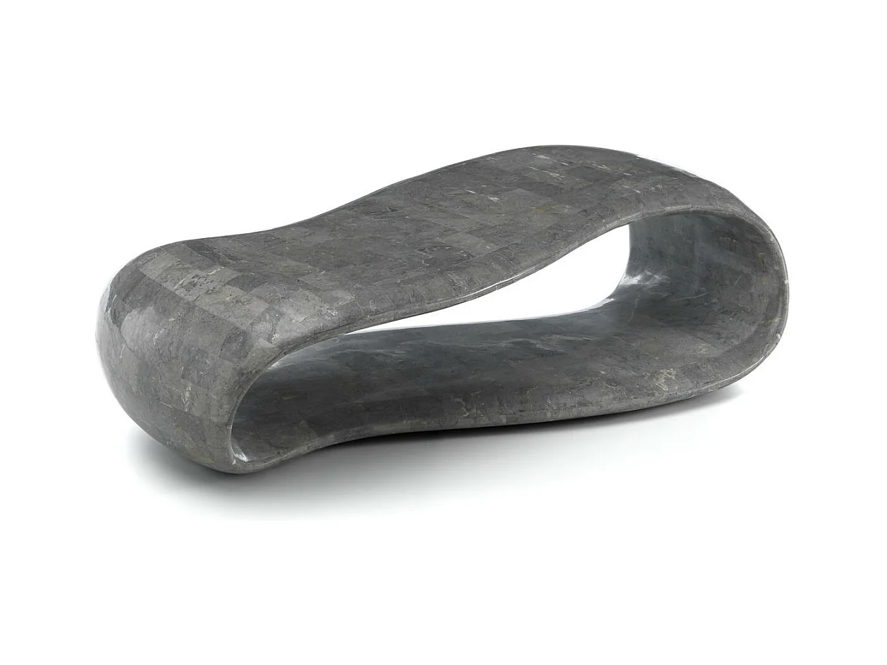 Foulard Table basse (123 x 60 x 34h) en pierre fossile grise