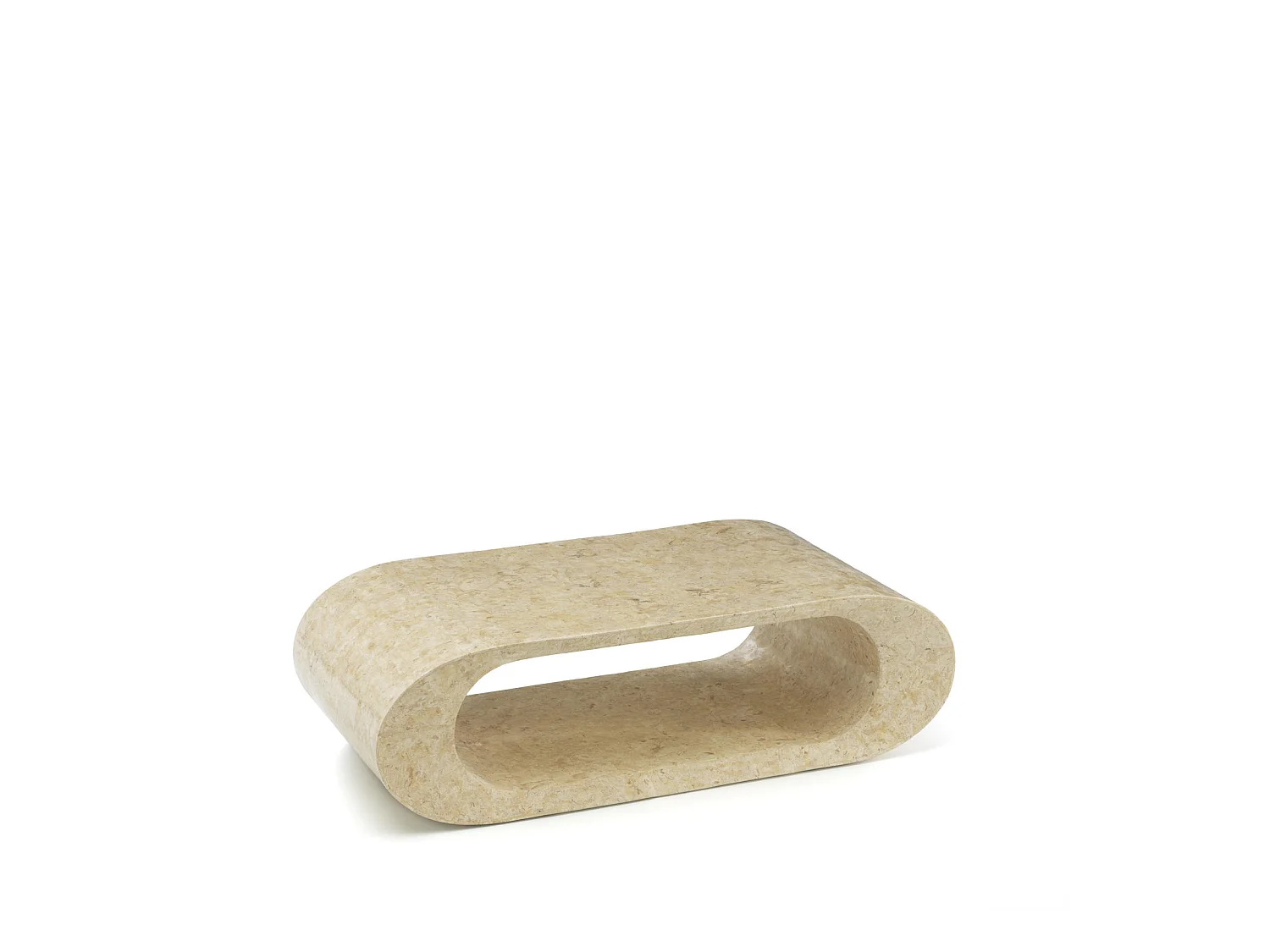 Sandu Table basse (120 x 62 x 35h) en pierre fossile beige