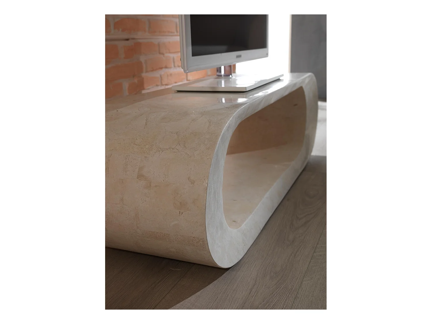 Sandu - Salontafel (120 x 62 x 35h) in beige fossiele steen