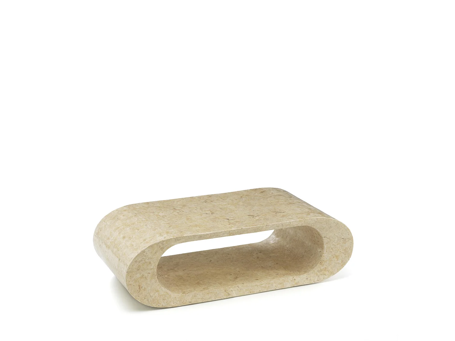 Sandu Table basse (120 x 62 x 35h) en pierre fossile beige