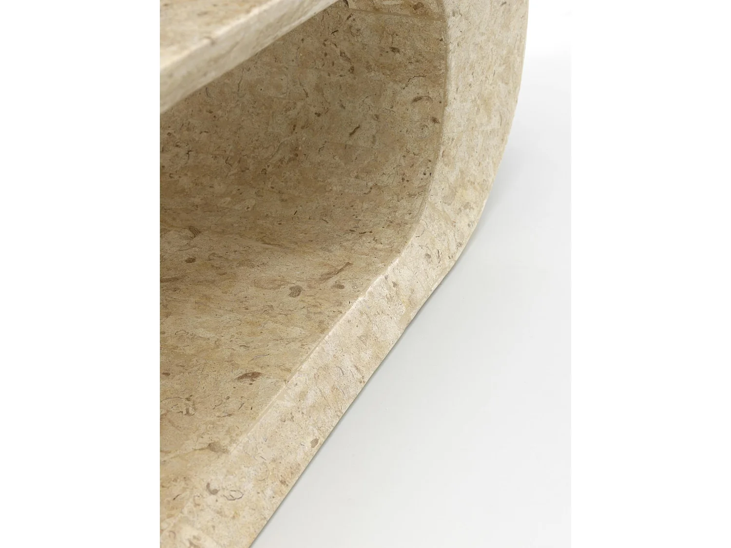 Sandu Table basse (120 x 62 x 35h) en pierre fossile beige