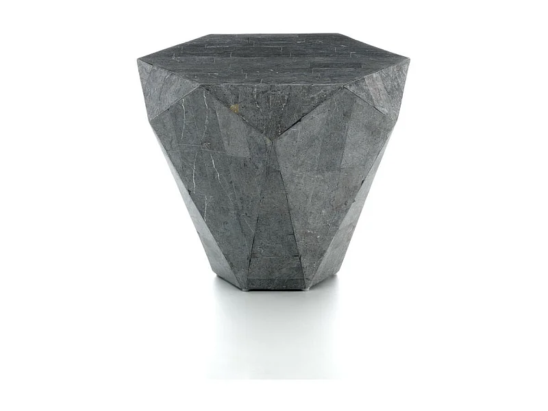 Diamond small Table basse / Bout de canapé (60 x 60 x 50h) en pierre fossile grise