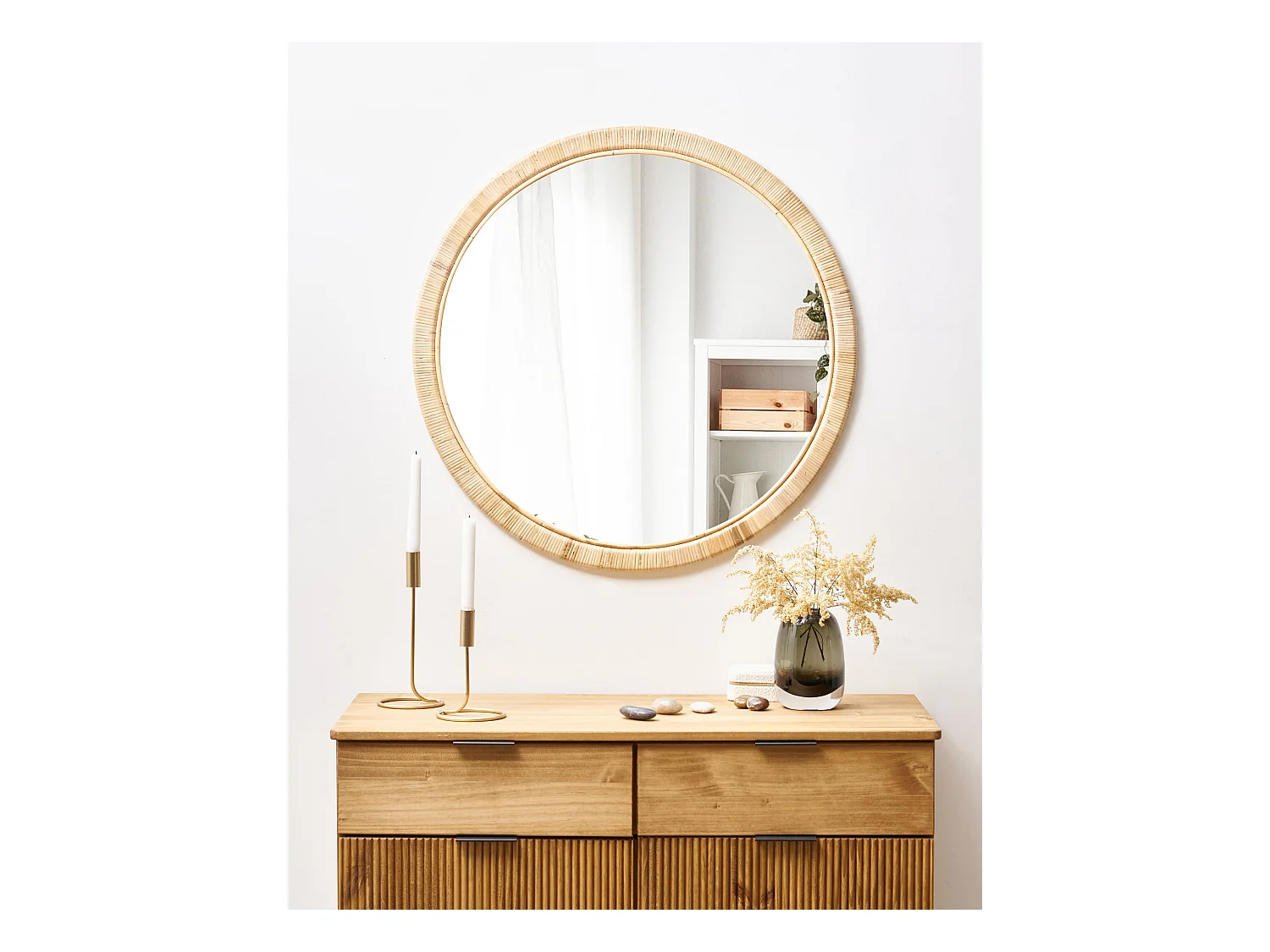 Miroir ANLEZY 80 cm 80 cm Rotin Naturel