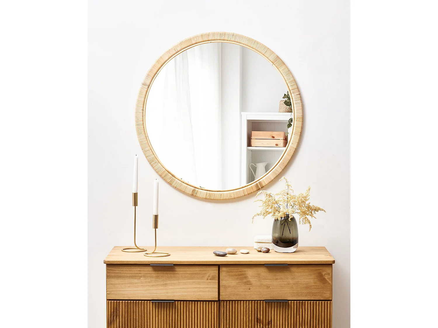 Miroir ANLEZY 80 cm 80 cm Rotin Naturel