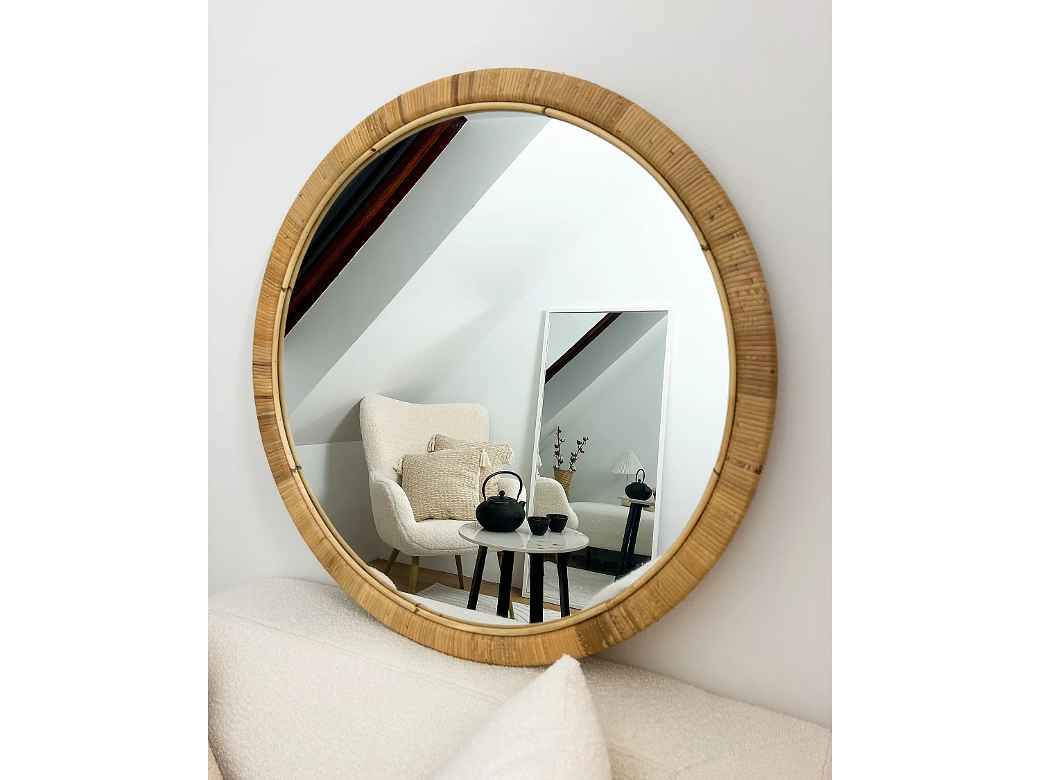 Miroir ANLEZY 80 cm 80 cm Rotin Naturel