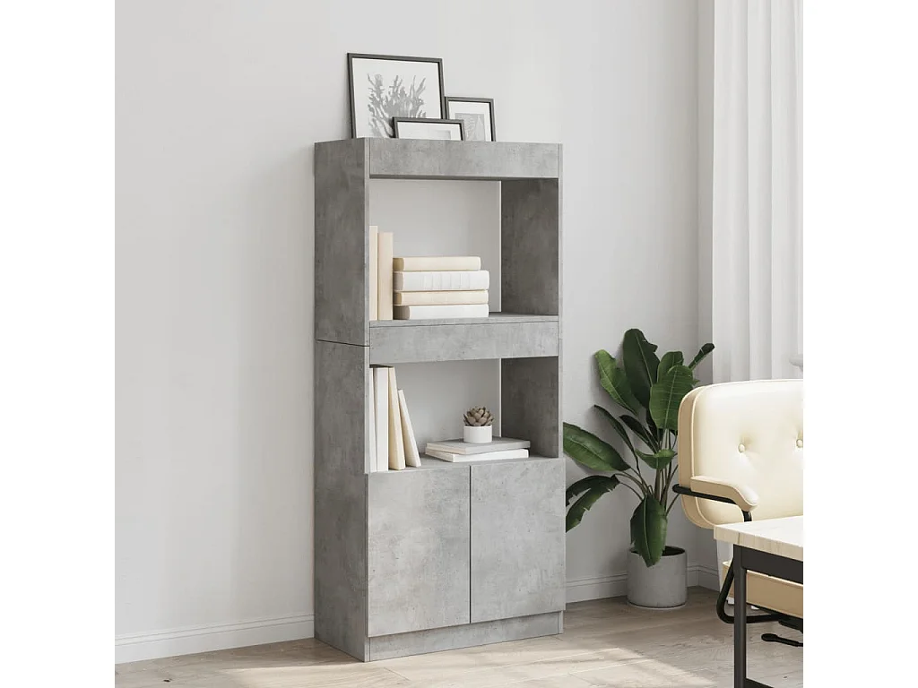 Armário alto 63x33x140 cm derivados de madeira cinzento cimento