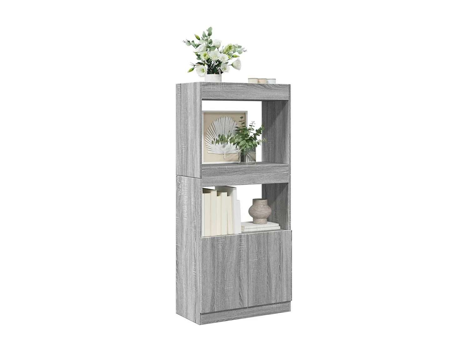 Buffet haut sonoma gris 63x33x140 cm bois d'ingénierie