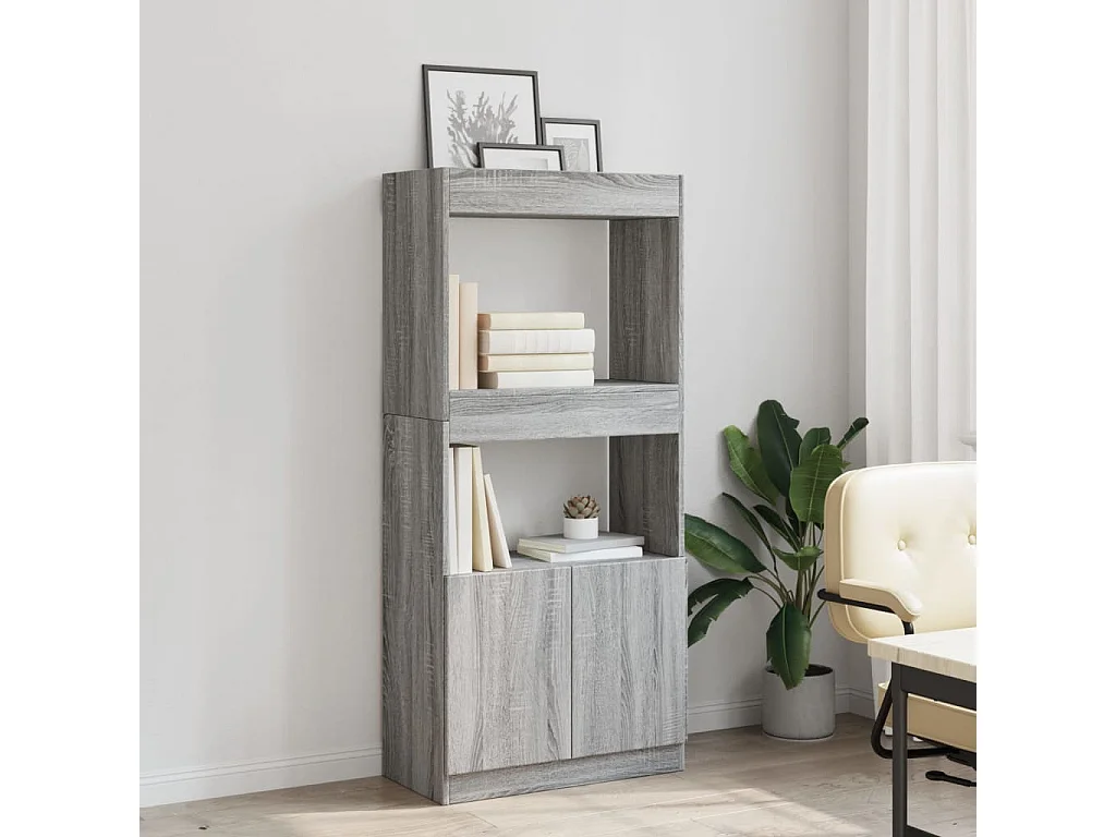 Buffet haut sonoma gris 63x33x140 cm bois d'ingénierie