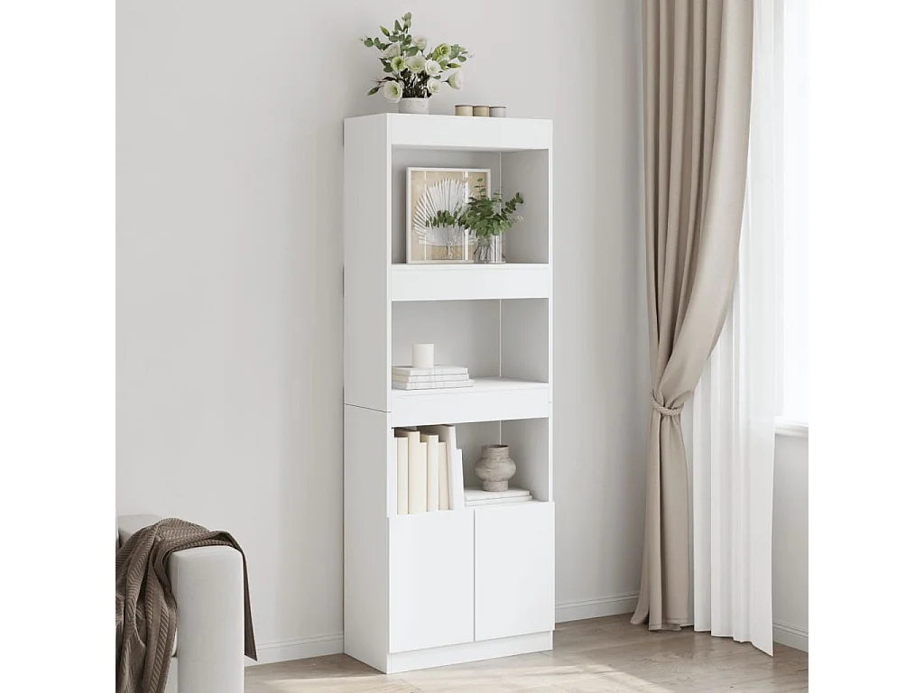 Buffet haut 63x33x180 cm blanc bois d'ingénierie