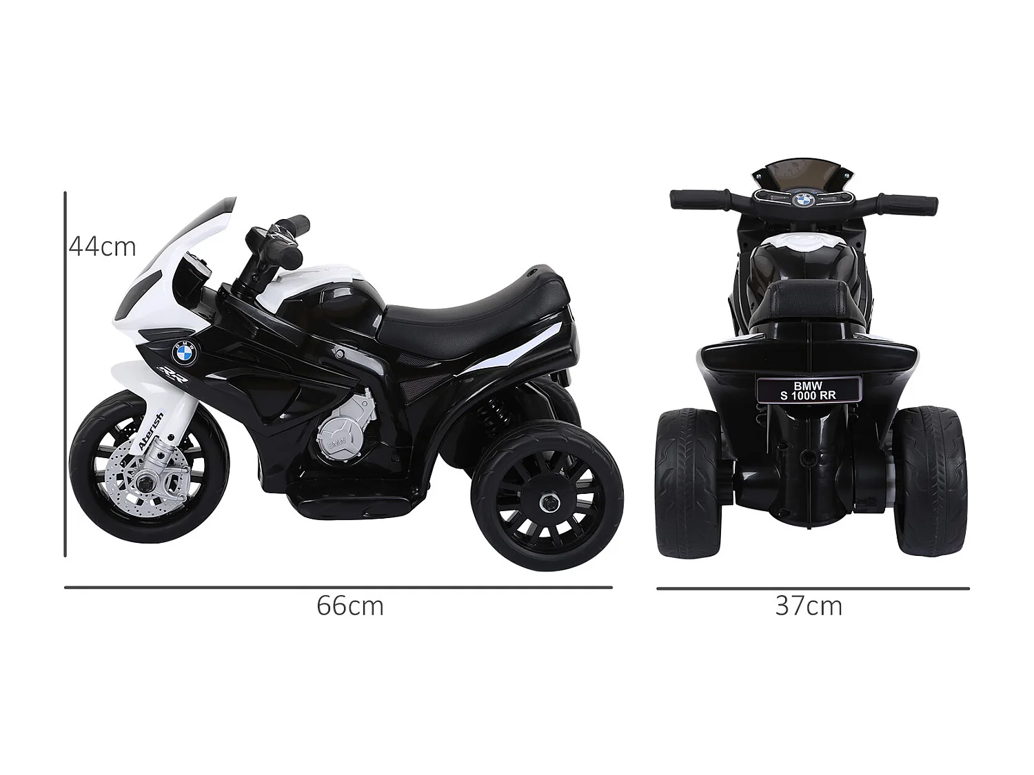 Moto électrique pour enfants 3 roues 6 V 2,5 Km/h effets lumineux et sonores noir BMW S1000 RR