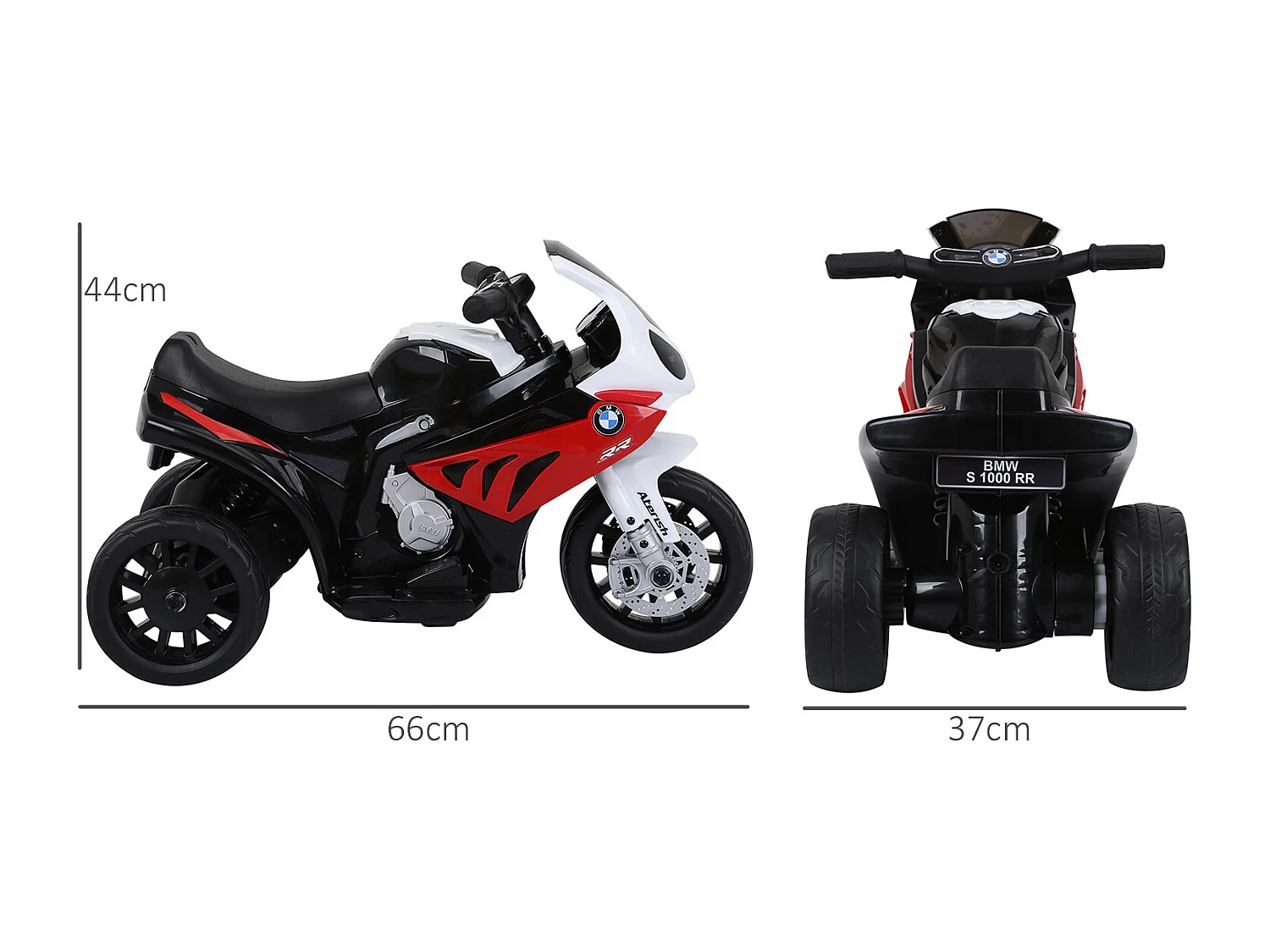 Moto électrique pour enfants 3 roues 6 V 2,5 Km/h effets lumineux et sonores rouge BMW S1000 RR