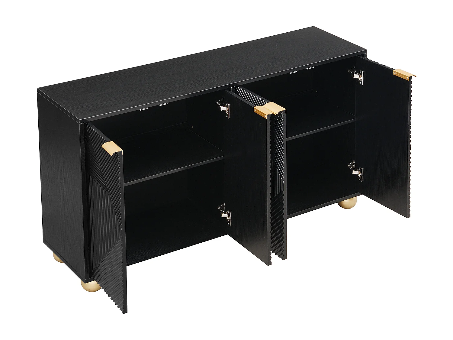 Buffet moderne - 2 portes avec étagères réglables - Noir