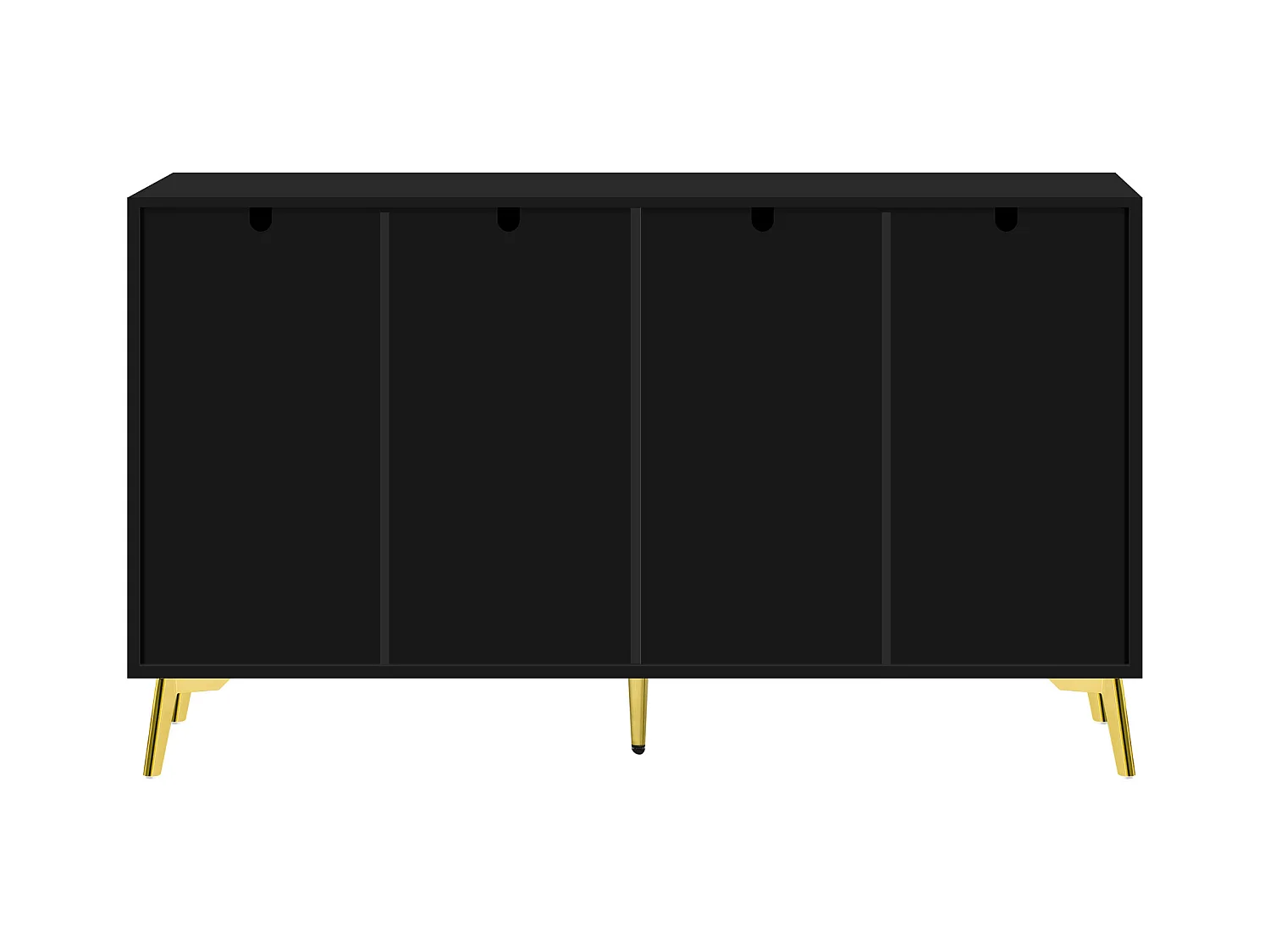 Buffet moderne- 2 portes vitrées avec 4 tiroirs et étagères réglables - Noir