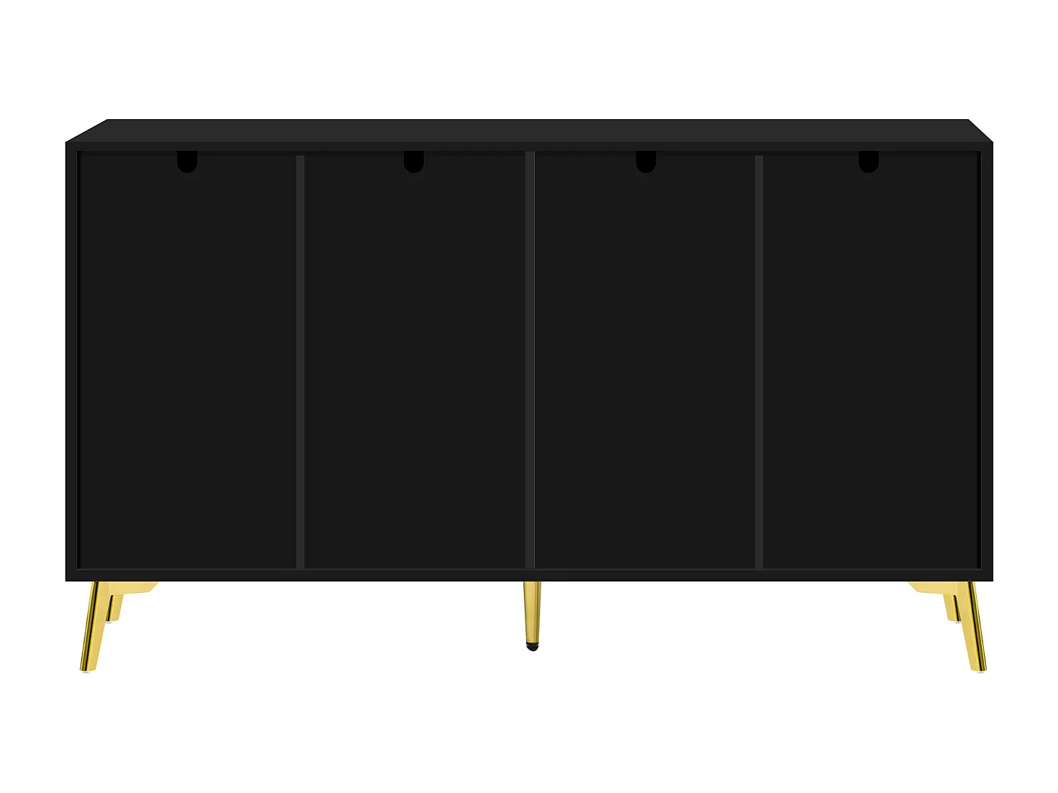 Buffet moderne- 2 portes vitrées avec 4 tiroirs et étagères réglables - Noir