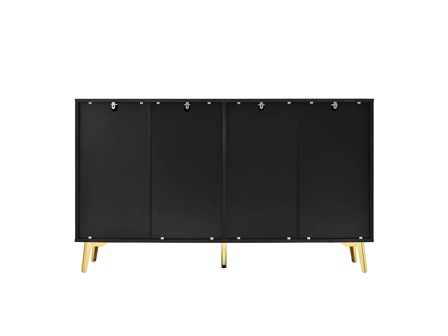 Buffet moderne- 2 portes vitrées avec 4 tiroirs et étagères réglables - Noir