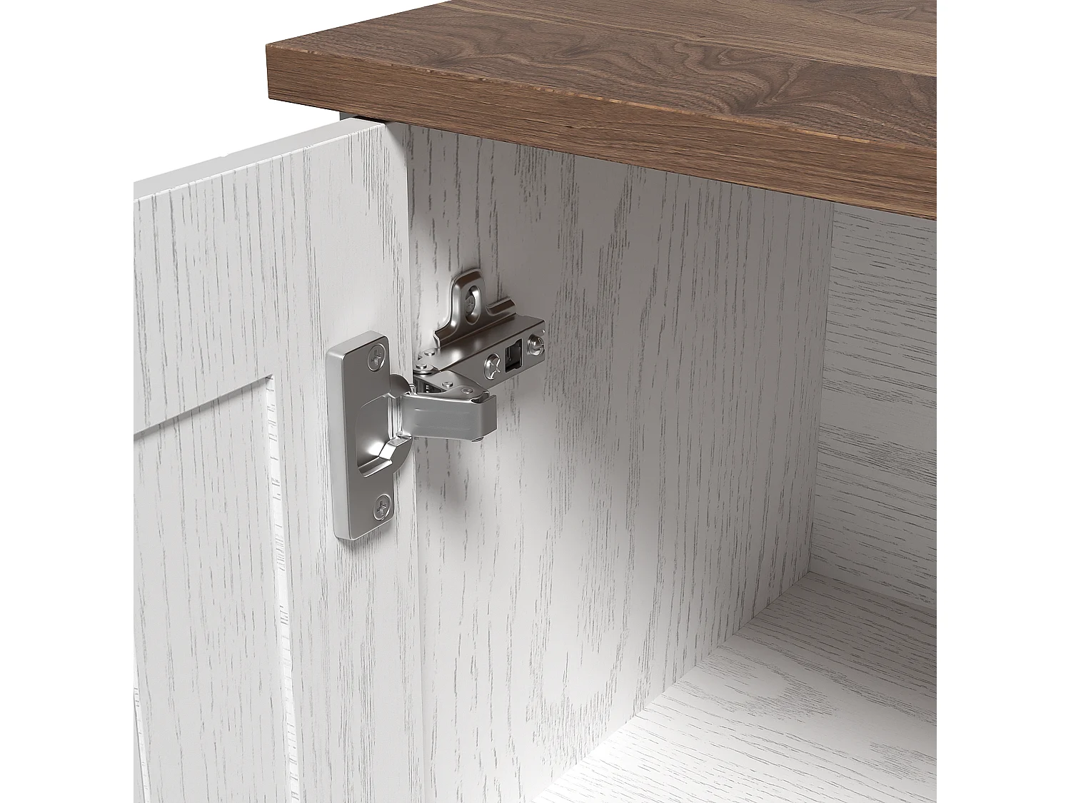 Klassisches Sideboard – mit 2 Türen, 2 Schubladen und 4 Fächern – Weiß