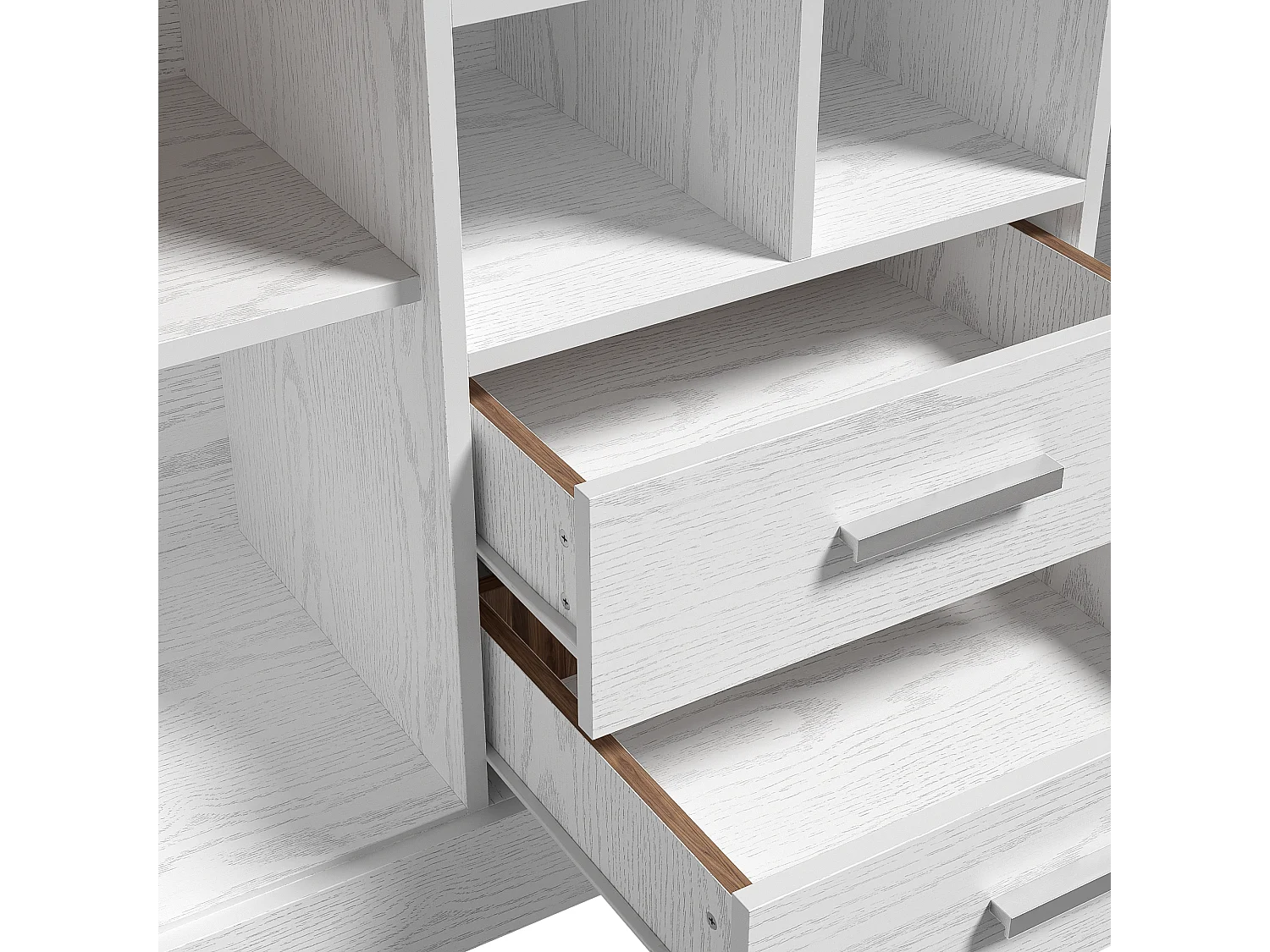 Klassisches Sideboard – mit 2 Türen, 2 Schubladen und 4 Fächern – Weiß