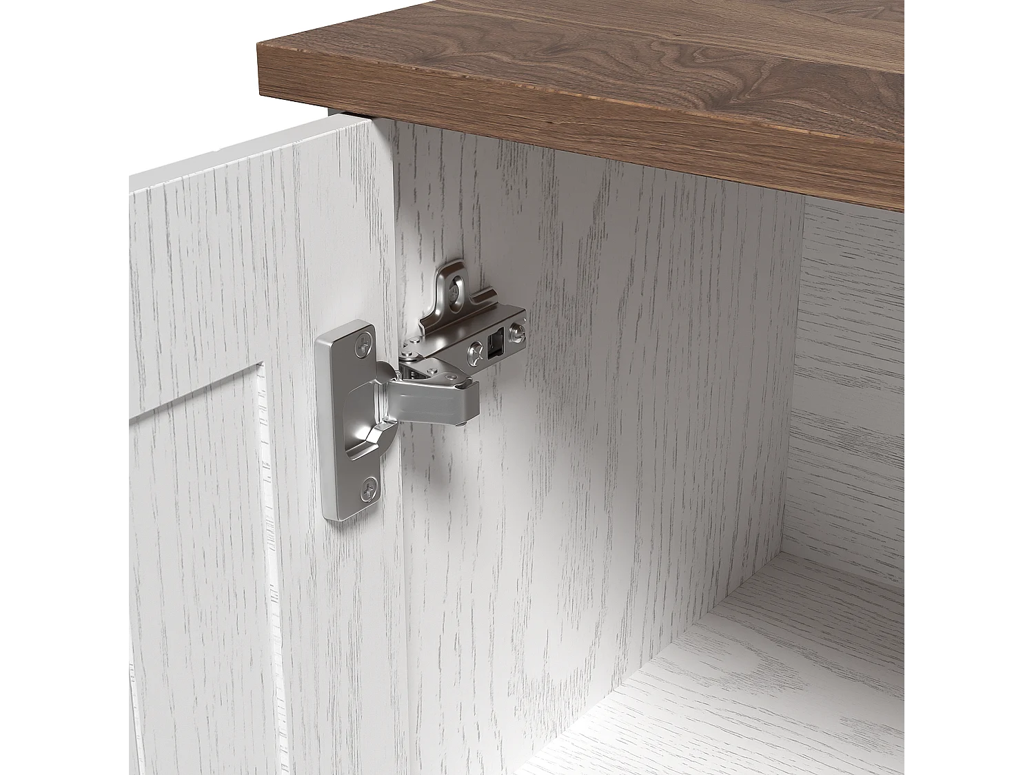 Klassisches Sideboard – mit 2 Türen, 2 Schubladen und 4 Fächern – Weiß