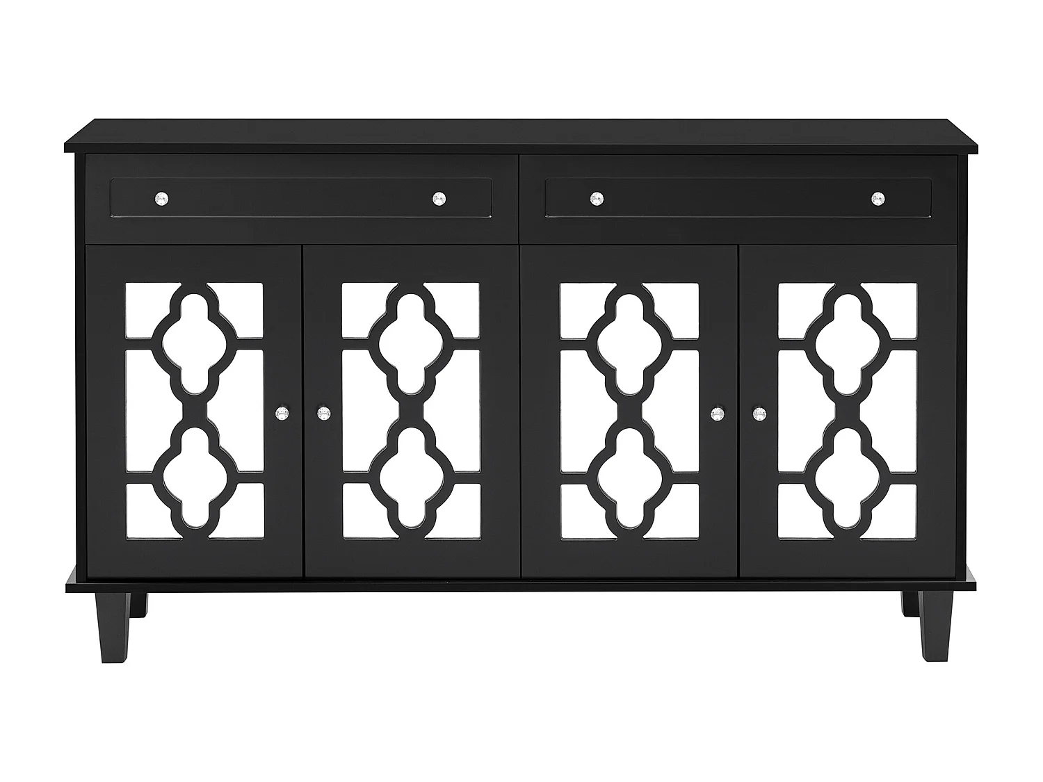 Laag dressoir - 2 glazen deuren met 2 lades en verstelbare planken - Zwart