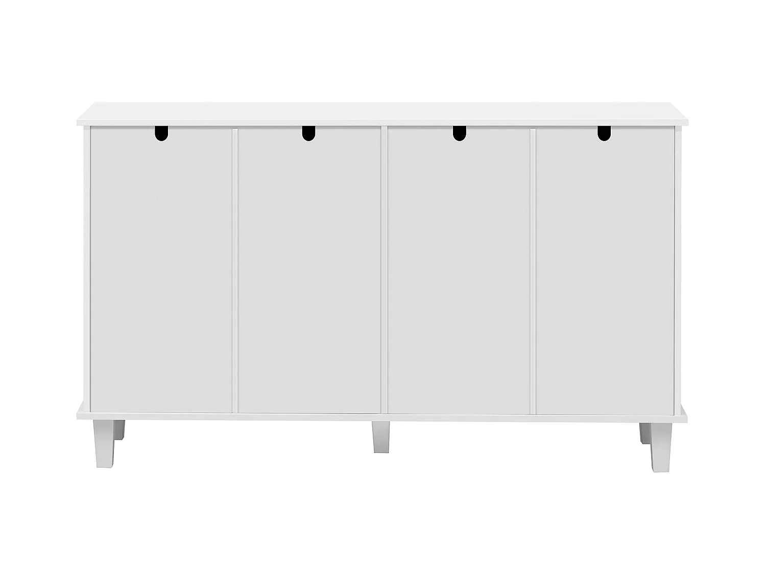 Buffet bas - 2 portes vitrées avec 2 tiroirs et étagères réglables - Blanc