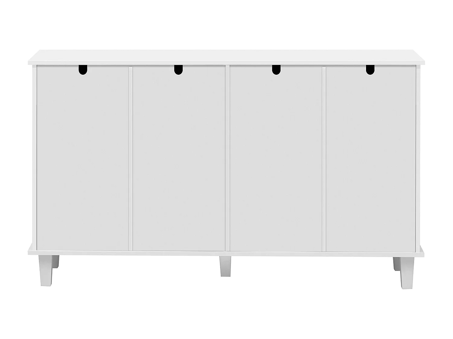 Buffet bas - 2 portes vitrées avec 2 tiroirs et étagères réglables - Blanc