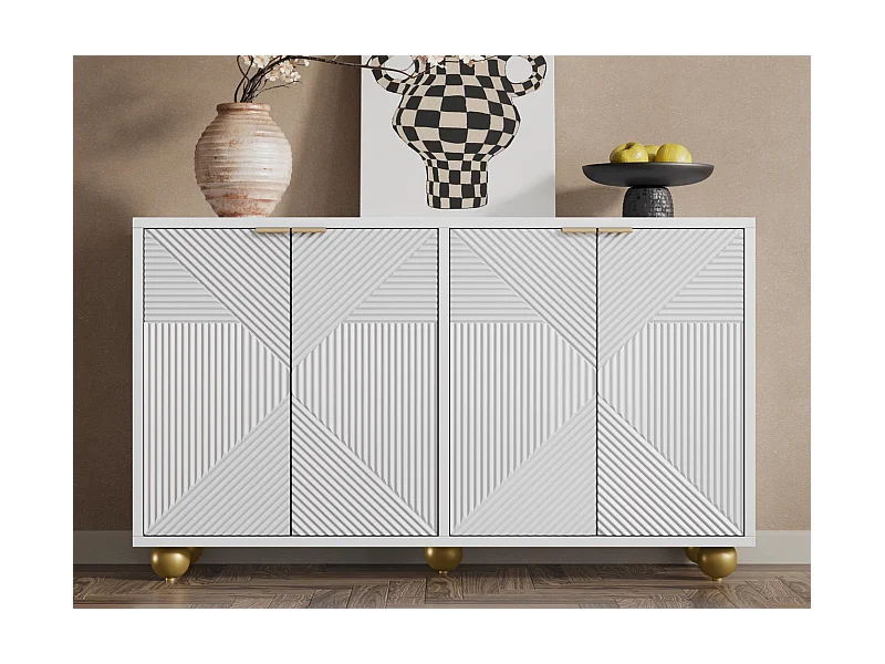 Modernes Sideboard – 2 Türen mit verstellbaren Einlegeböden – Weiß