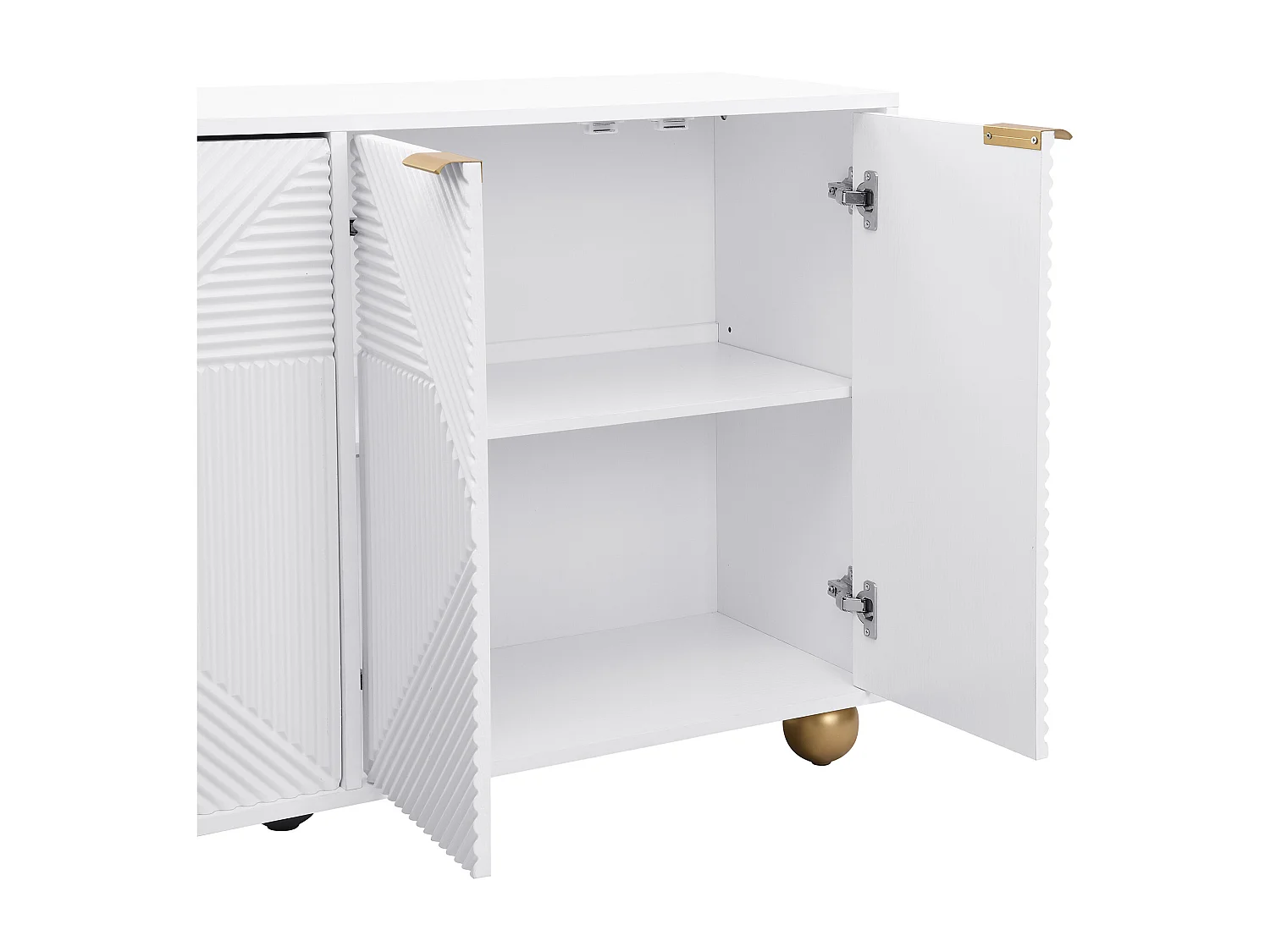 Buffet moderne - 2 portes avec étagères réglables - Blanc