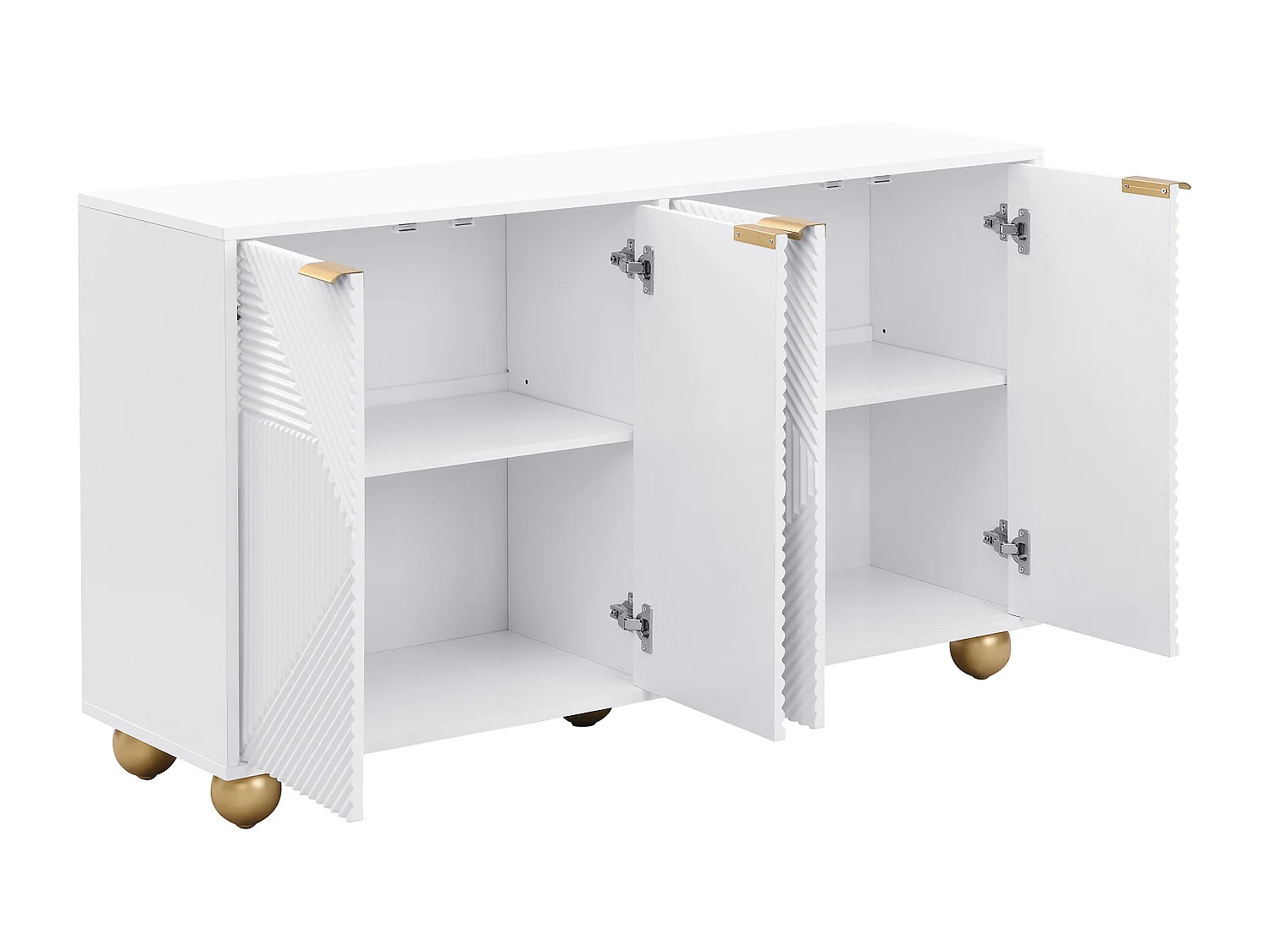 Buffet moderne - 2 portes avec étagères réglables - Blanc