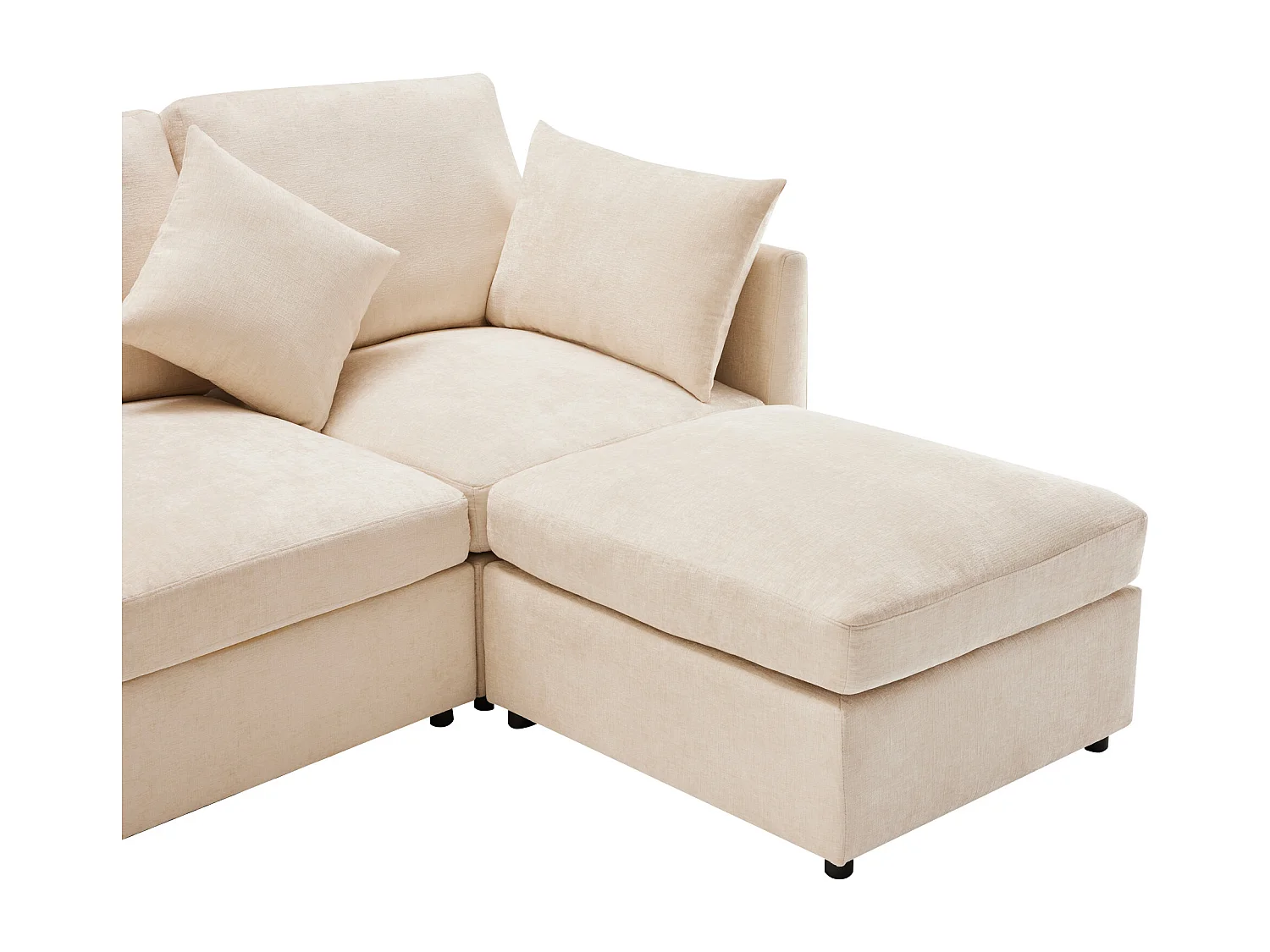 3-zits hoekbank - met modulaire voetsteun - chenille - Beige