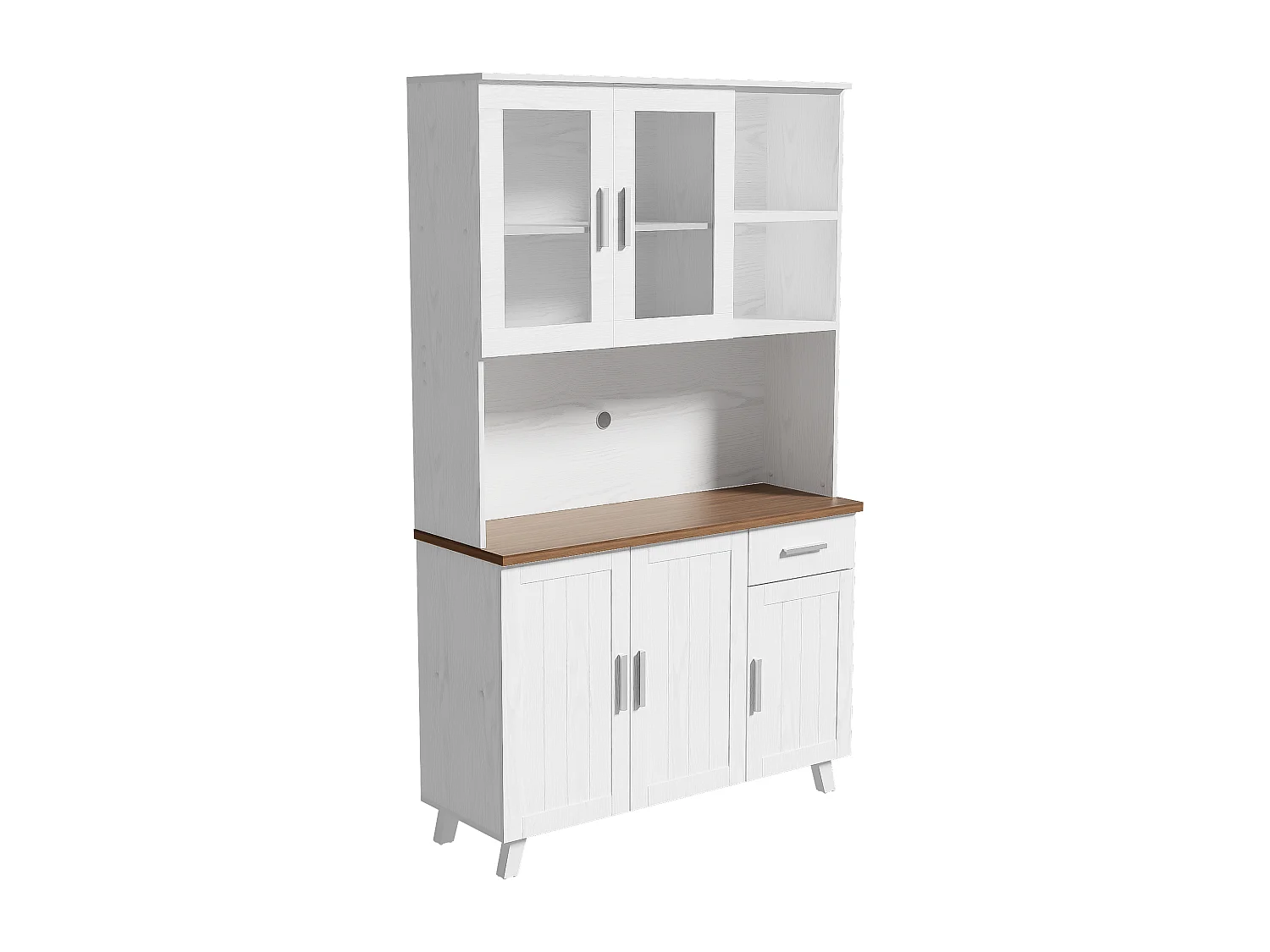 Vitrine H 190 cm - 5 portes 1 tiroir 3 compartiments - panneaux de particules - Blanc