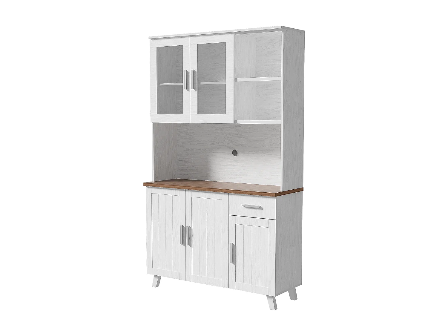 Vitrine H 190 cm - 5 portes 1 tiroir 3 compartiments - panneaux de particules - Blanc