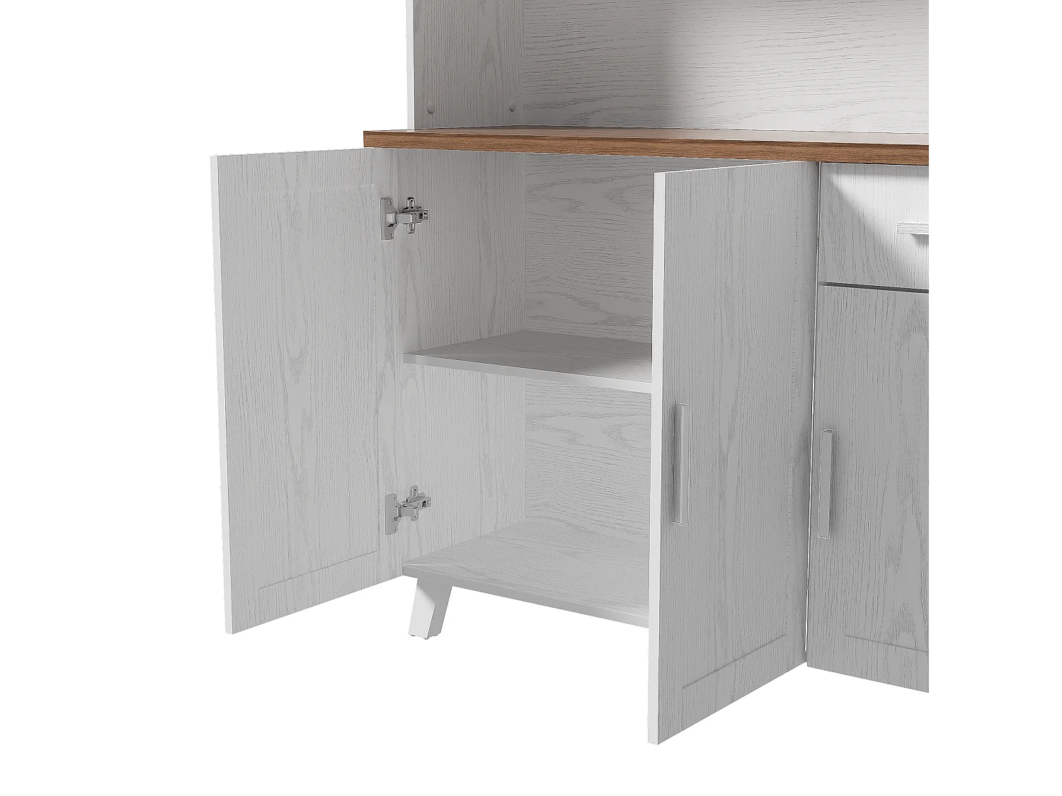 Vitrine H 190 cm - 5 portes 1 tiroir 3 compartiments - panneaux de particules - Blanc