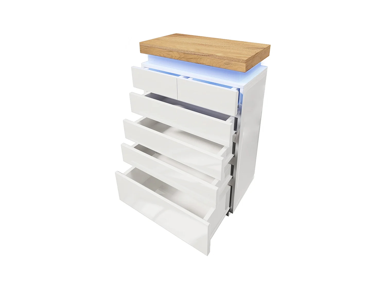 Commode avec LED - 6 tiroirs - Blanc