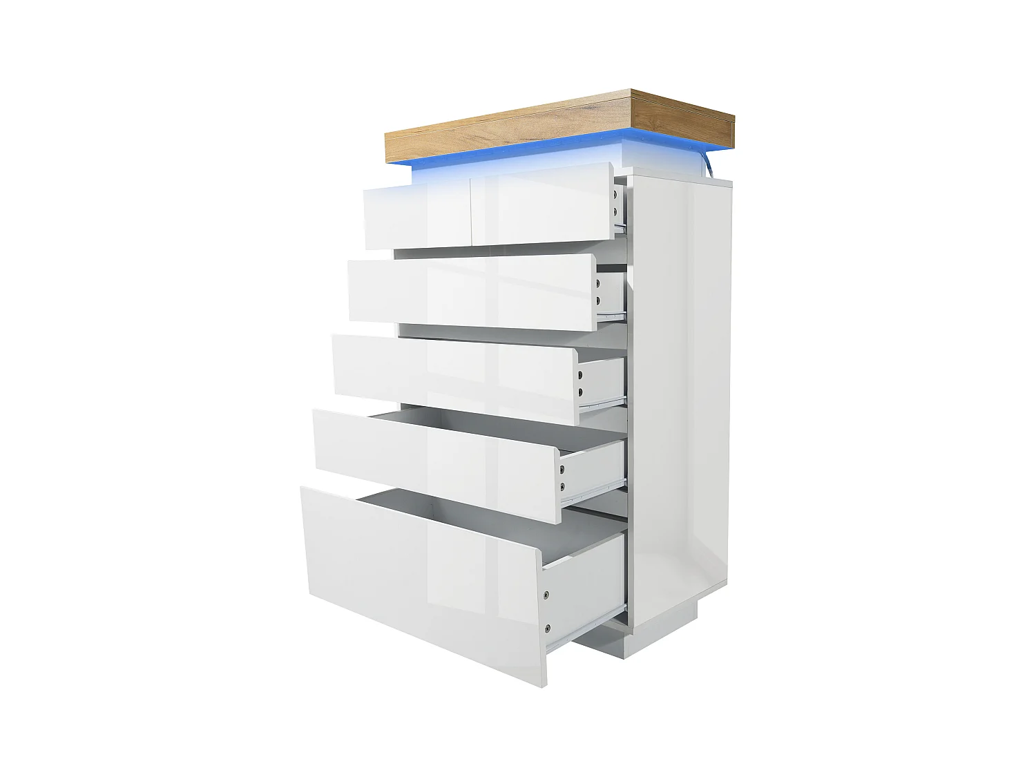 Commode avec LED - 6 tiroirs - Blanc