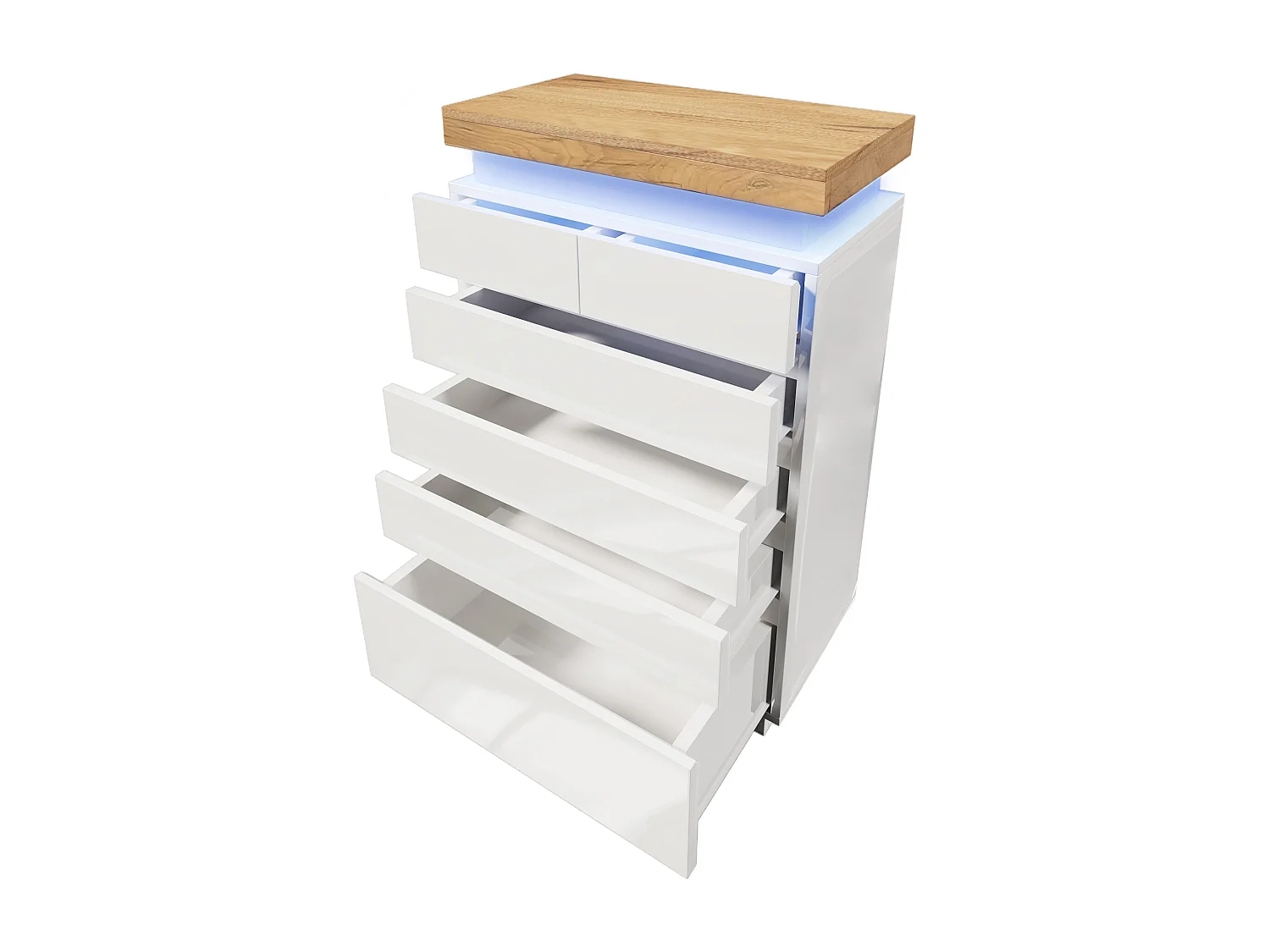 Commode avec LED - 6 tiroirs - Blanc