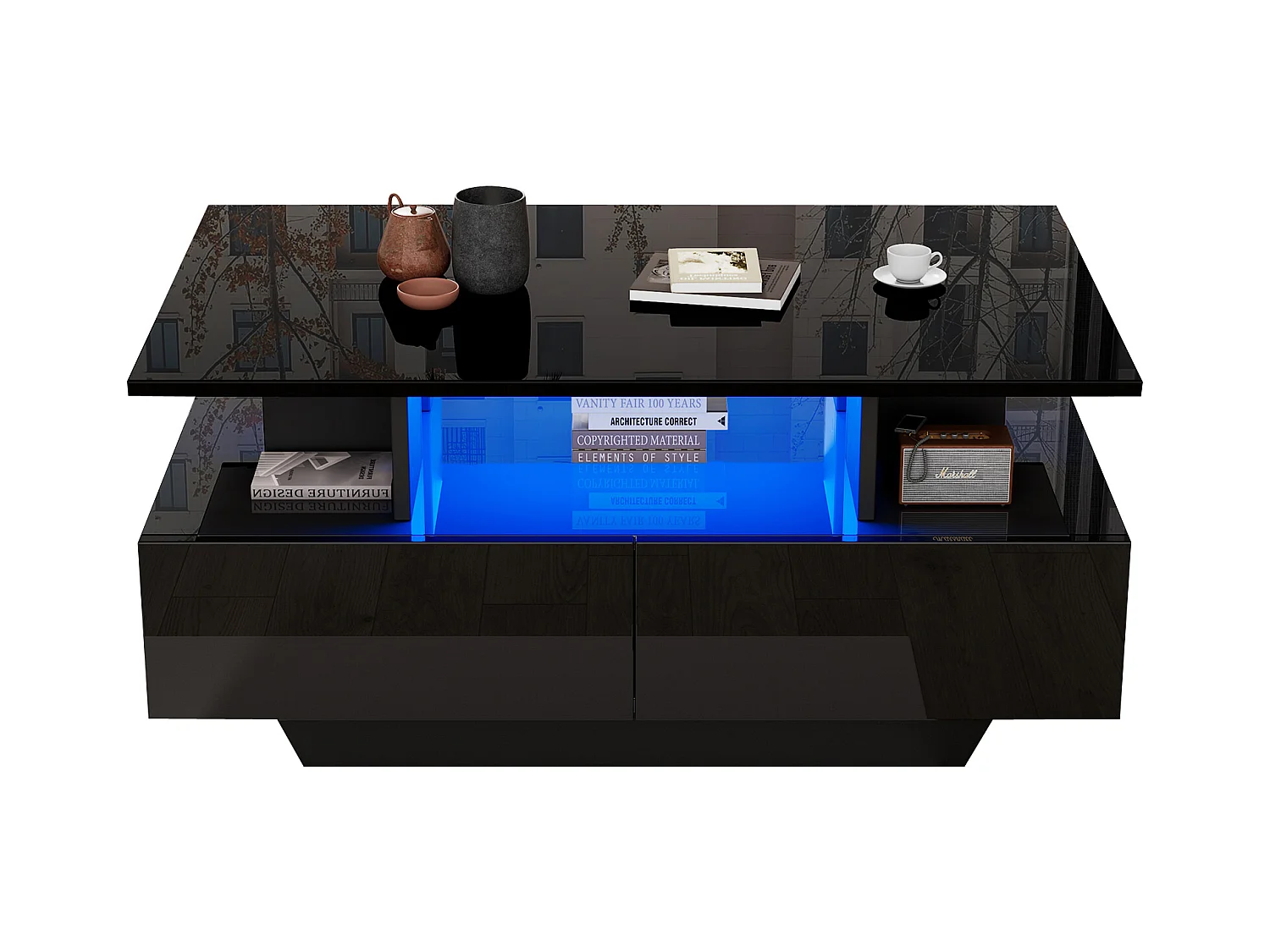 Salontafel met LED - met 2 lades - Zwart