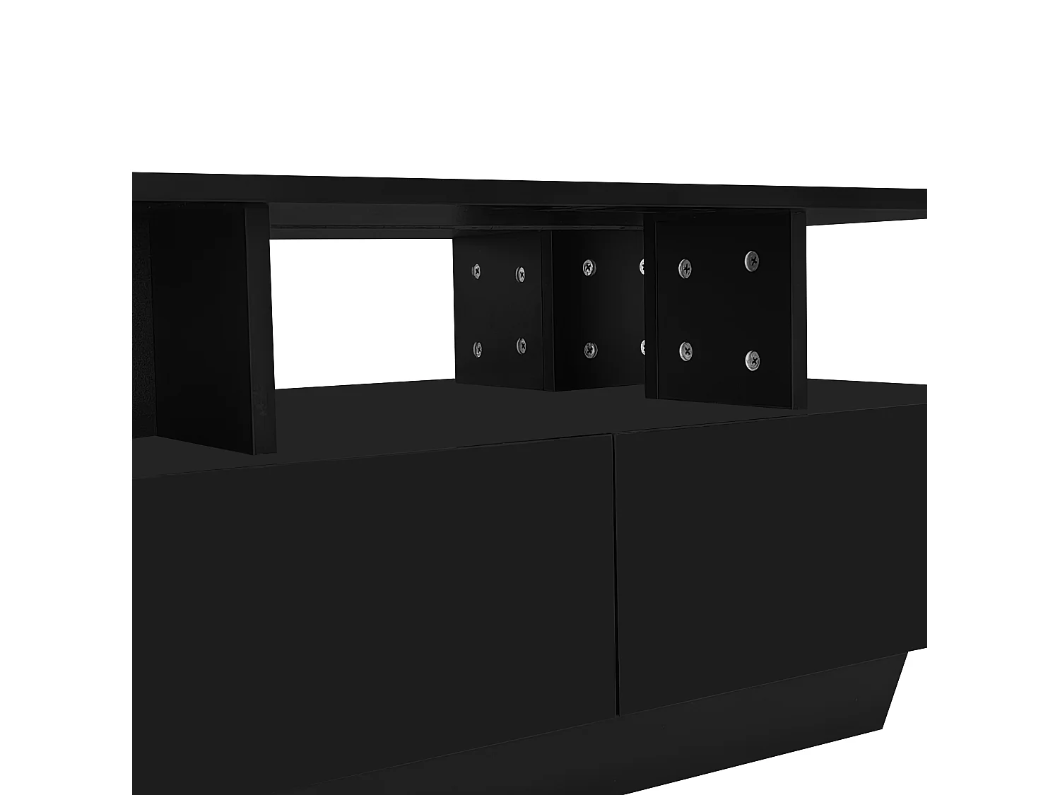 Table basse avec LED - avec 2 tiroirs - Noir