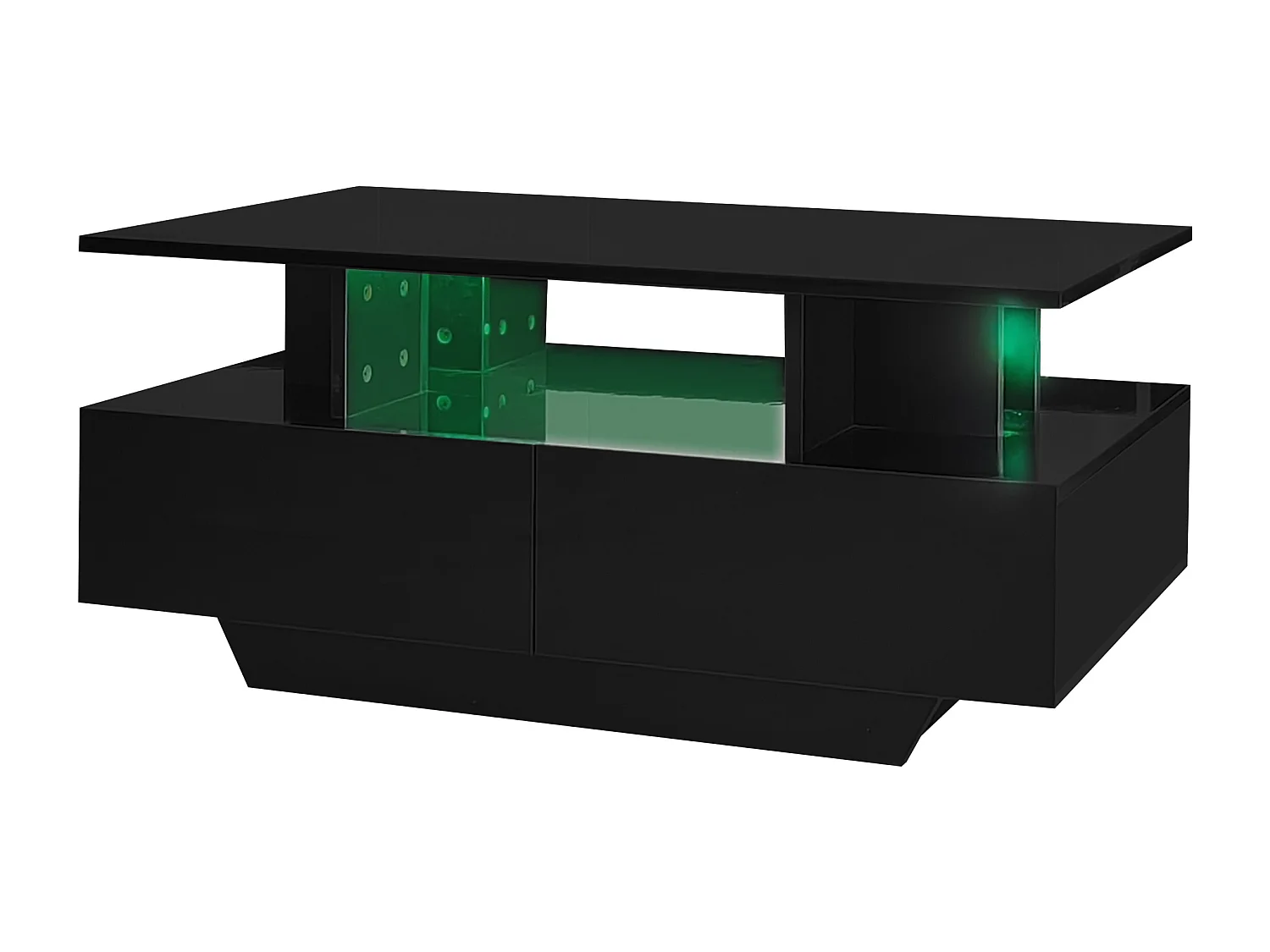 Table basse avec LED - avec 2 tiroirs - Noir