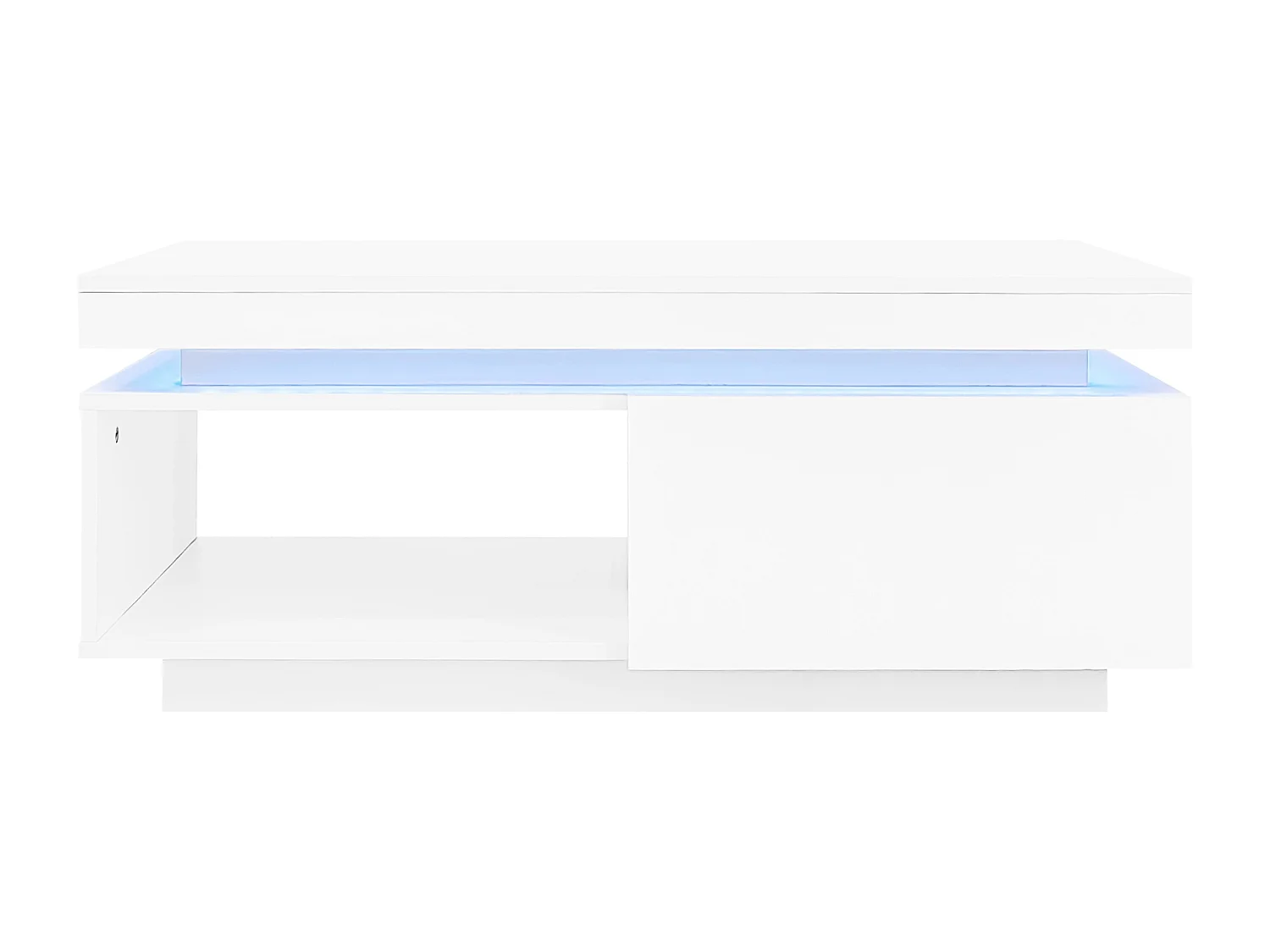 Salontafel met LED - met 1 lade en 1 vak - Wit