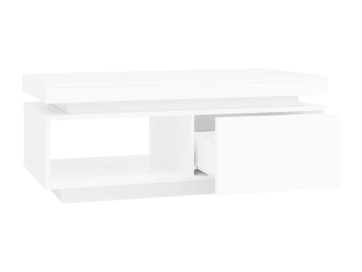 Salontafel met LED - met 1 lade en 1 vak - Wit