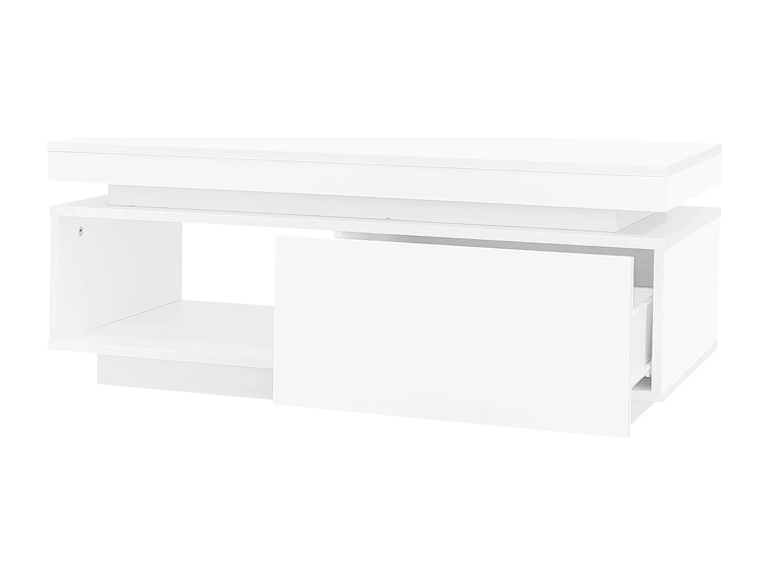 Table basse avec LED - avec 1 tiroir et 1 compartiment - Blanc