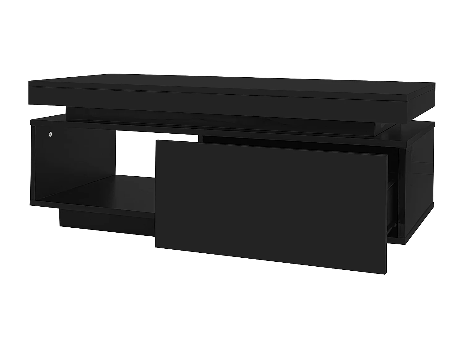 Table basse avec LED - avec 1 tiroir et 1 compartiment - Noir