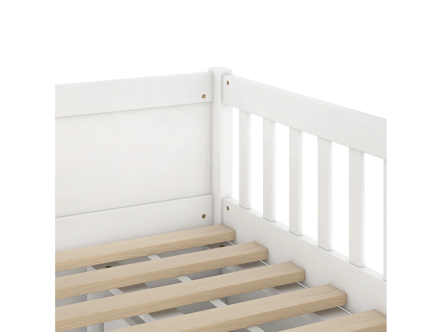 Letto per bambini 90x200 cm in legno massello - con 4 cassetti - Bianco (materasso non incluso)