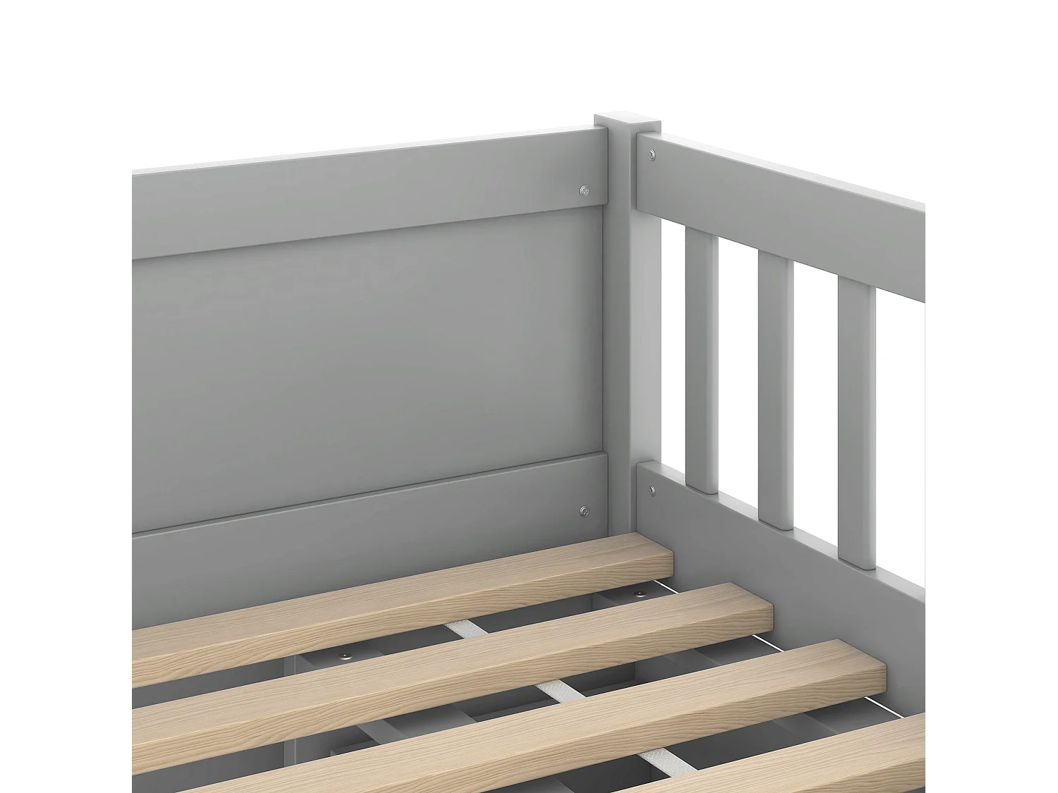 Cama infantil 90x200cm de madera maciza - con 4 cajones - Gris (colchón no incluido)