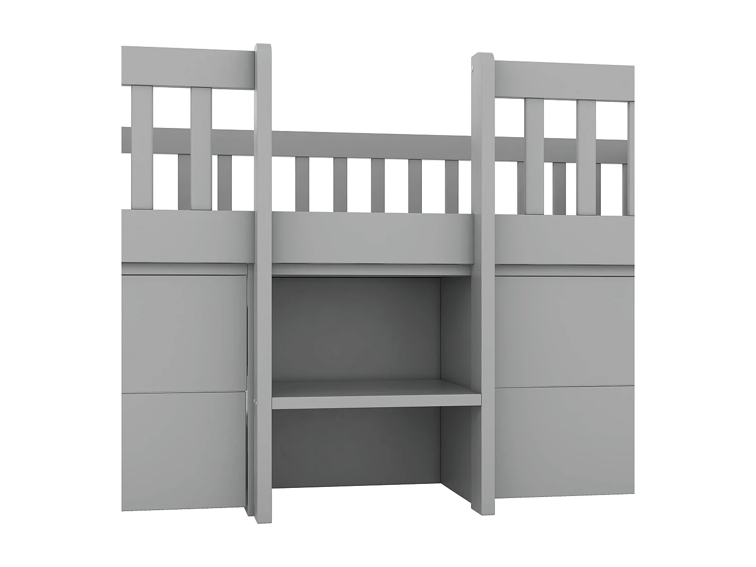 Lit enfant 90x200cm en bois massif - avec 4 tiroirs - Gris (matelas non inclus)