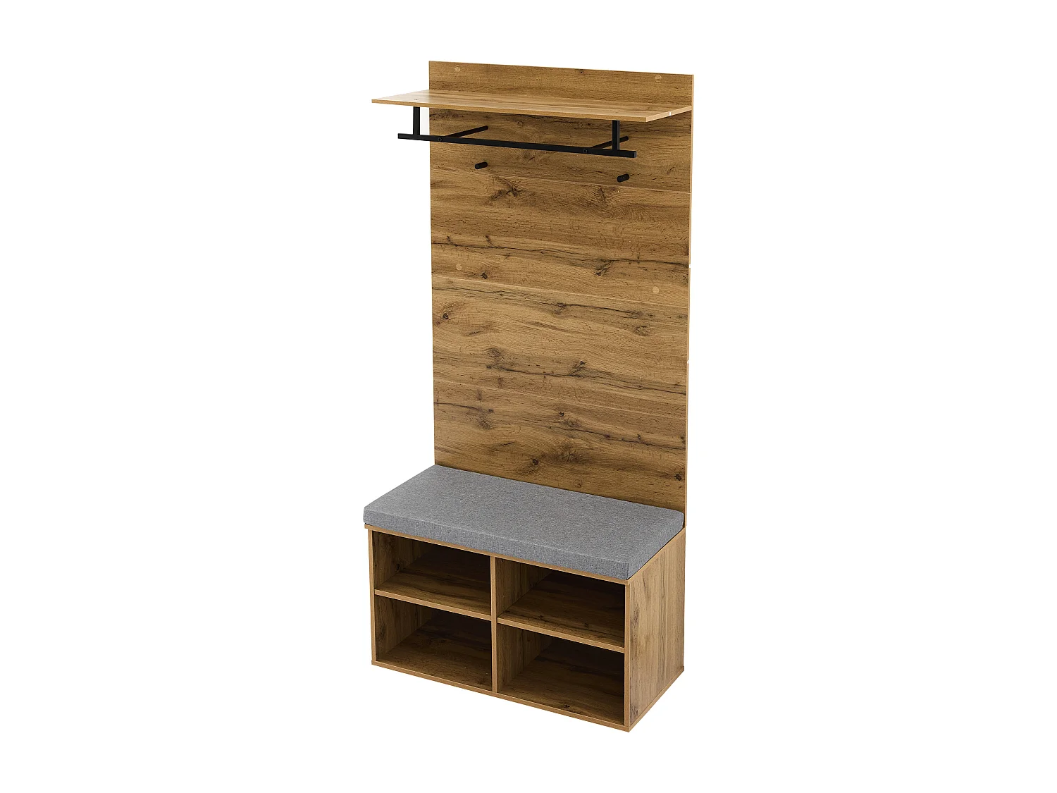 Garderobe mit Garderobe und Schuhbank - verstellbare Einlegeböden - Natur