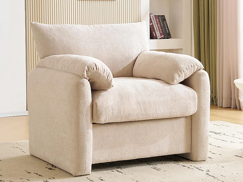 Fauteuil simple en chenille - Beige