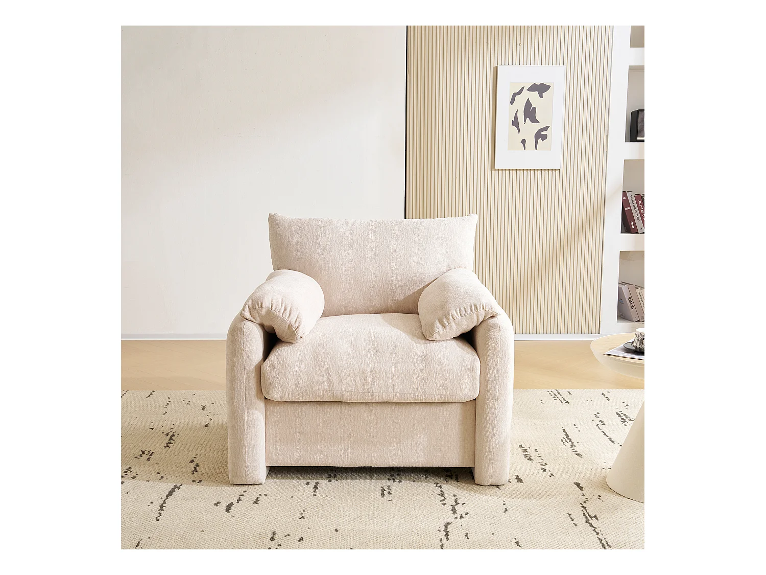 Fauteuil simple en chenille - Beige